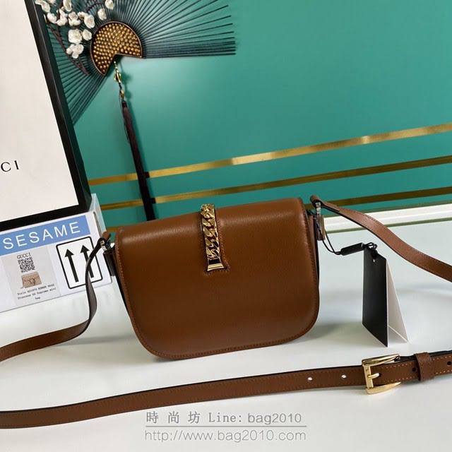 Gucci古馳包包 G家新款女包 款號:615965 Sylvie 1969系列迷你肩背包 古奇棕色織紋皮小斜挎包  gdj1357